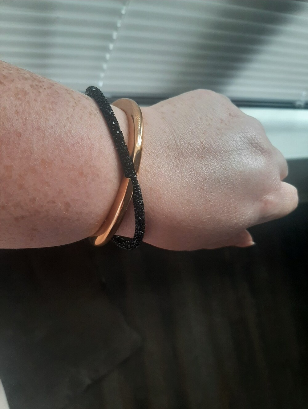 Swarvoski Rose Gold and Black Sparkle Twist Bracelet - Women Jewelry